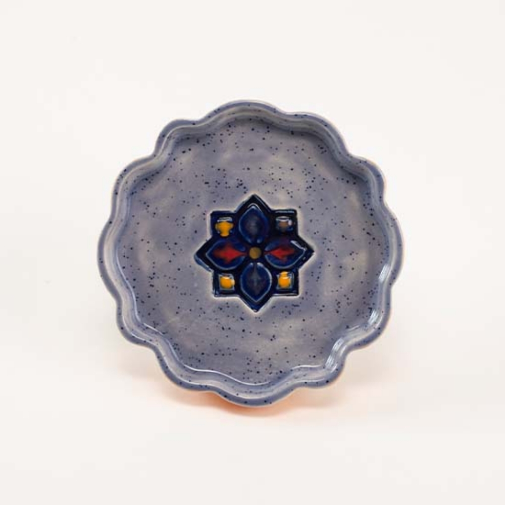 Mavi Çiçek Porselen Tabak  resmi